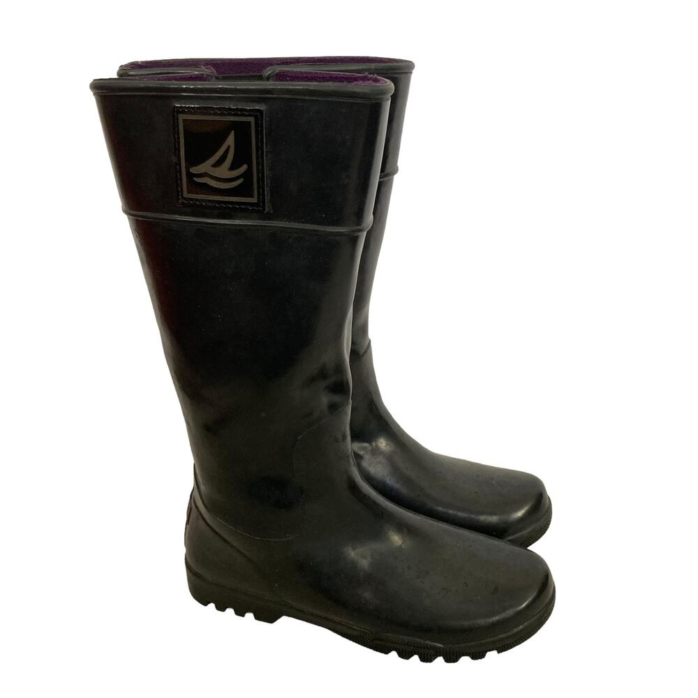 Sperry Black Rubber Tall Rain Boots Sz 7